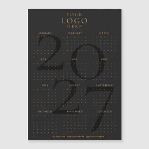 2027 Kalender Geschäft Logo Schwarz Gold Magnet