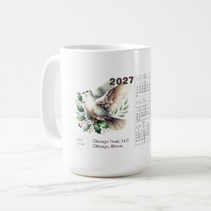 2027 Kalender Geschäft Logo Taube Kaffeetasse