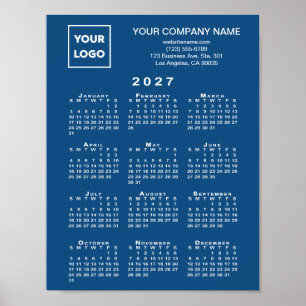 2027 Kalender Geschäft Logo Text Blau Poster