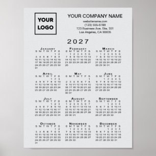 2027 Kalender Geschäft Logo Text Hellgrau Poster