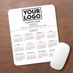 2027 Kalender Geschäft Logo und Text auf Weiß Mousepad