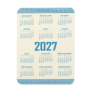 2027 Kalender, Griechisches Fret, Blau auf Cosmic Magnet