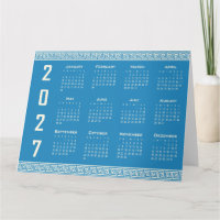 2027 Kalender, Griechisches Fret, Blau, Cosmic Lat