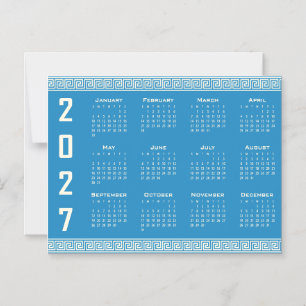 2027 Kalender, Griechisches Fret, Blau, Cosmic Lat Magneteinladung