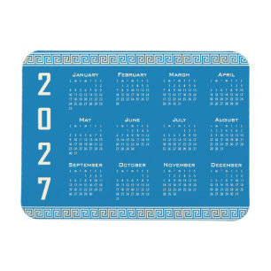 2027 Kalender, Griechisches Fret, Cosmic Latte auf Magnet