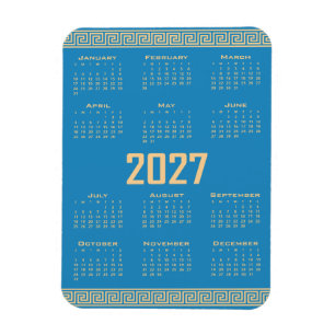 2027 Kalender, Griechisches Mäander, Beige auf Cos Magnet