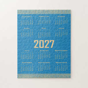 2027 Kalender, Griechisches Mäander, Beige auf Kos Puzzle