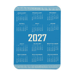 2027 Kalender, Griechisches Mäander, Cosmic Latte  Magnet