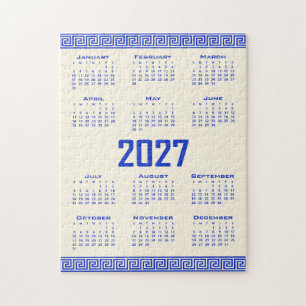 2027 Kalender, Griechisches Mäander, Griechisches Puzzle