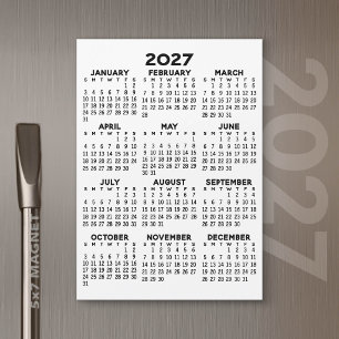 2027 Kalender - Grundlegende Minimalistische Magne Magneteinladung