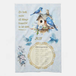 2027 Kalender Handtuch Blaue Vögel Ecclesiastes 3: