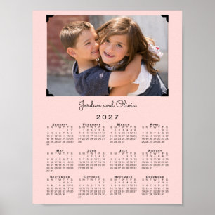 2027 Kalender Ihr Foto und Name Pink Poster