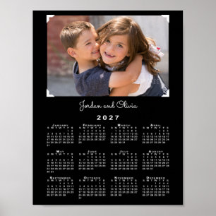 2027 Kalender Ihr Foto und Name Schwarz Poster