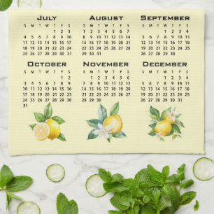 2027 Kalender im italienischen Stil Zitronen Gelb Geschirrtuch