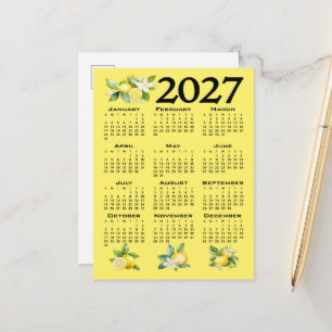2027 Kalender im italienischen Stil Zitronen Gelb Postkarte