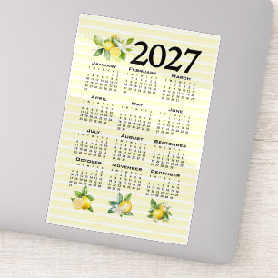 2027 Kalender im italienischen Stil Zitronen gelbe Aufkleber