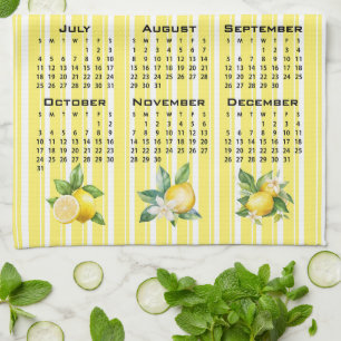 2027 Kalender im italienischen Stil Zitronen gelbe Geschirrtuch