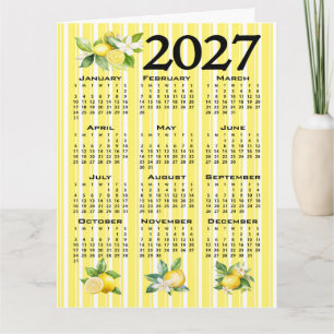 2027 Kalender im italienischen Stil Zitronen gelbe Karte