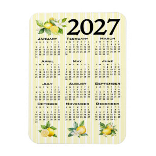 2027 Kalender im italienischen Stil Zitronen gelbe Magnet