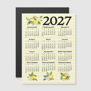 2027 Kalender im italienischen Stil Zitronen gelbe Magneteinladung