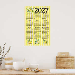 2027 Kalender im italienischen Stil Zitronen gelbe Poster