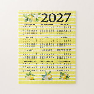 2027 Kalender im italienischen Stil Zitronen gelbe Puzzle