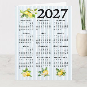 2027 Kalender italienischer Stil Zitronen blaue St Karte