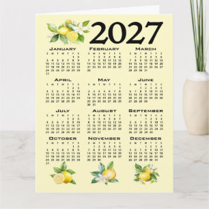 2027 Kalender italienischer Stil Zitronen Gelb Karte