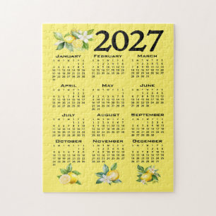 2027 Kalender italienischer Stil Zitronen Gelb Puzzle