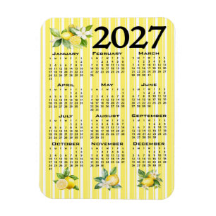 2027 Kalender italienischer Stil Zitronen gelbe St Magnet