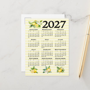 2027 Kalender italienischer Stil Zitronen gelbe St Postkarte