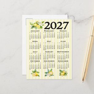 2027 Kalender italienischer Stil Zitronen gelbe St Postkarte