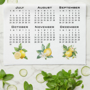 2027 Kalender italienischer Stil Zitronen Weiß Geschirrtuch