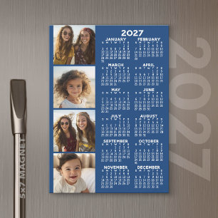 2027 Kalender mit 4 Foto-Collage Magnetkarte