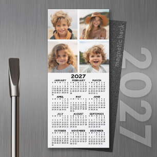 2027 Kalender mit 4-Foto-Collage - Moderner Magnet