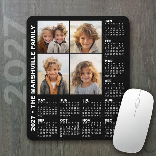 2027 Kalender mit 4 Fotos - Schwarz Mousepad