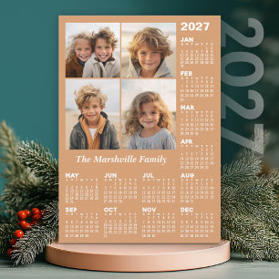 2027 Kalender mit 4 Fotos - Soft Pastel Feiertagskarte