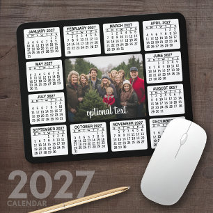 2027 Kalender mit Foto in der Mitte Schwarz Weiß Mousepad
