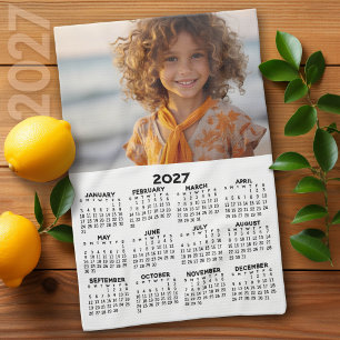 2027 Kalender mit Foto - Jahresansicht - Schwarz W Geschirrtuch