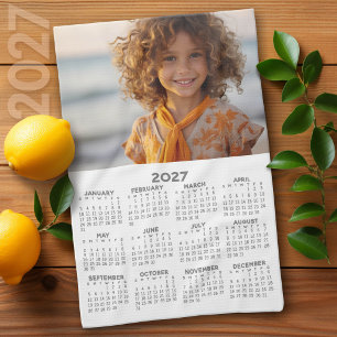 2027 Kalender mit Foto Minimal Modern Minimal Geschirrtuch