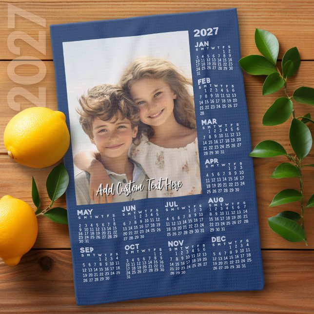 2027 Kalender mit Foto - Modern Geschirrtuch (2027 Calendar on a Kitchen Towel - Add a Photo to Make a Great Gift)