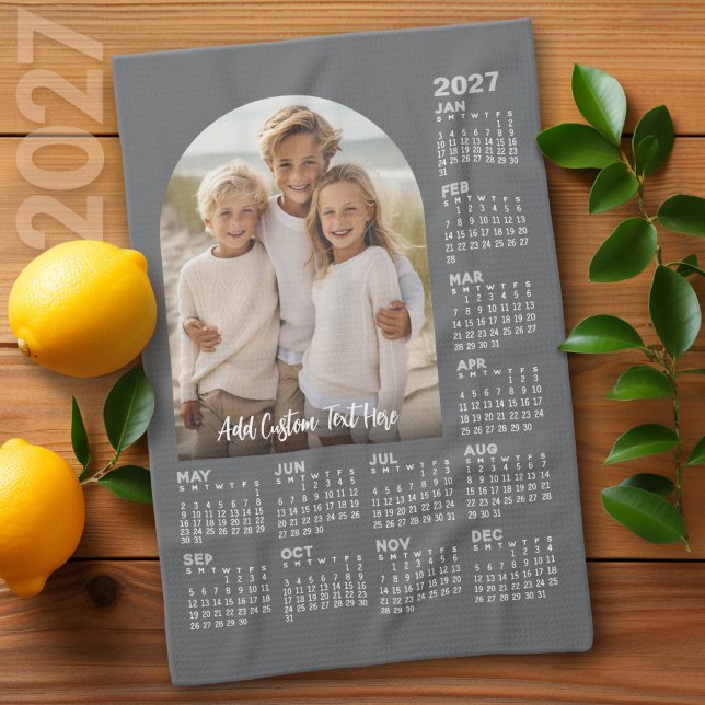 2027 Kalender mit Foto - Moderne Architektur Geschirrtuch (2027 Calendar on a Kitchen Towel - Add a Photo to Make a Great Gift)