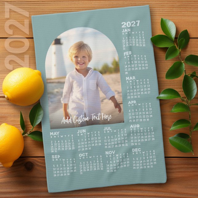 2027 Kalender mit Foto - Moderne Architektur Geschirrtuch (2027 Calendar on a Kitchen Towel - Add a Photo to Make a Great Gift)