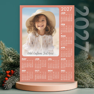 2027 Kalender mit Foto und Text - Koralle Feiertagskarte