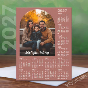 2027 Kalender mit Foto - Volles Jahr Terra Cotta Feiertagspostkarte