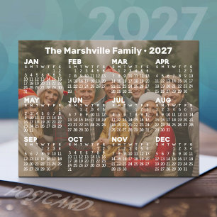 2027 Kalender mit Hintergrundfoto Feiertagspostkarte