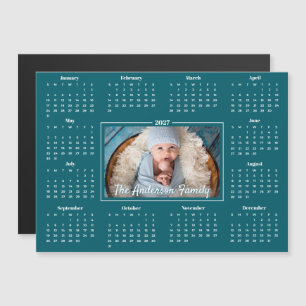 2027 Kalender mit individuellem Foto Türkisblaue F Magnetkarte
