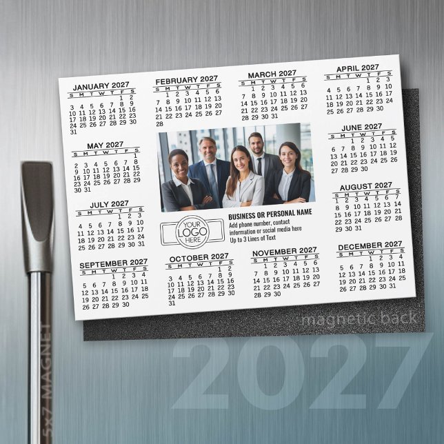 2027 Kalender mit Logo Kontaktinfo MAGNET (2027 Calendar on a magnet)