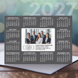 2027 Kalender mit Logo Kontaktinformationen Feiertagskarte