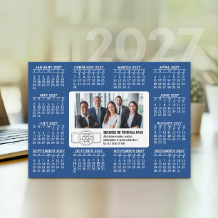 2027 Kalender mit Logo Kontaktinformationen Feiertagskarte